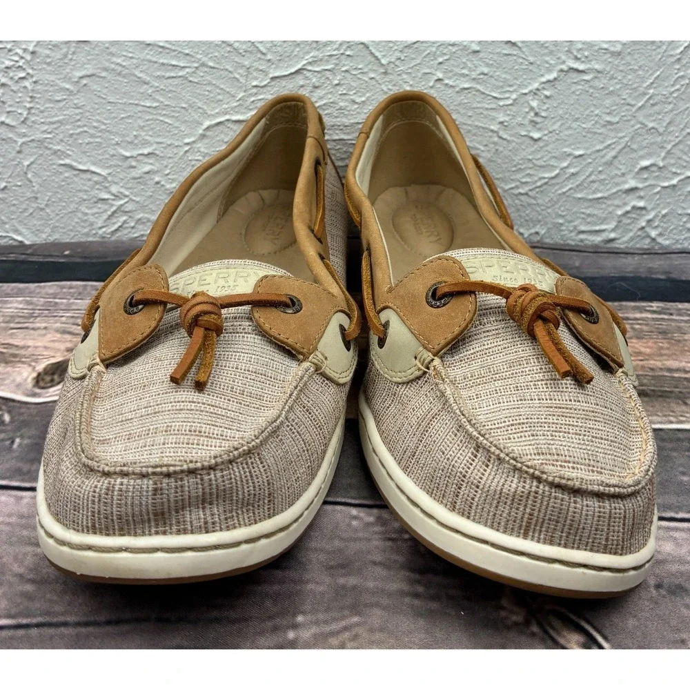 Sperry Top-Sider Angelfish Boat Shoes Womens 12M Tan Beige Leather STS99201